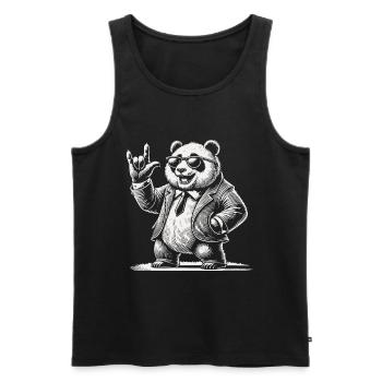 Musique rock rétro panda avec lunettes de soleil - Débardeur bio Premium Homme - noir - Devant - Michal (187cm)