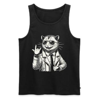 Festival de musique rock heavy metal Opossum - Débardeur bio Premium Homme - noir - Devant - AI Model Male 178 light (178cm)