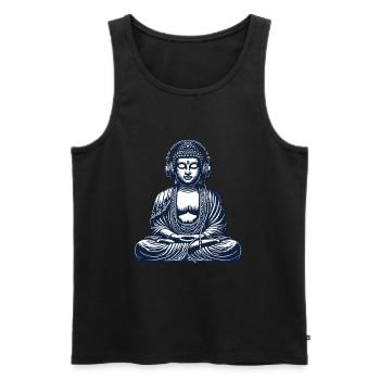 Musik Meditation Buddha Streetwear Outfit - Männer Premium Bio Tank Top - Schwarz - Vorne - AI Model Male 178 light (178cm)