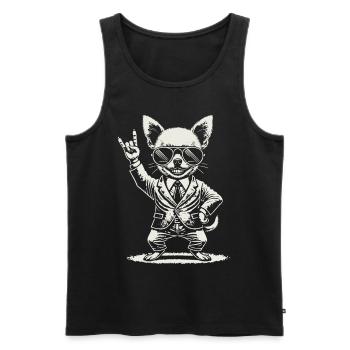 Musique rock Funny Heavy Metal Chihuahua Concert - Débardeur bio Premium Homme - noir - Devant - Michal (187cm)