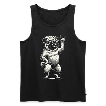 Rock Musik Mops Heavy Metal Festival Design - Männer Premium Bio Tank Top - Schwarz - Vorne - AI Model Male 178 light (178cm)