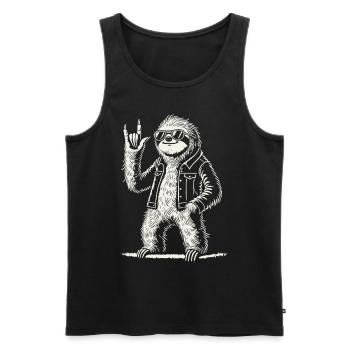 Funny Sloth Rock Music Heavy Metal Festival - Men's Premium Organic Tank Top - black - Front - Michal (187cm)