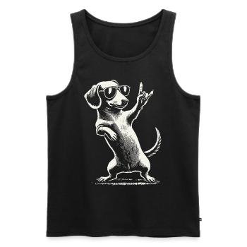 Musique rock drôle teckel chien concert design - Débardeur bio Premium Homme - noir - Devant - Michal (187cm)
