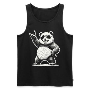 Heavy Metal Musique Panda Avec Lunettes De Soleil - Débardeur bio Premium Homme - noir - Devant - Michal (187cm)