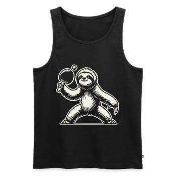 Joueur de tennis de table paresseux - Débardeur bio Premium Homme - noir - Devant - Michal (187cm)
