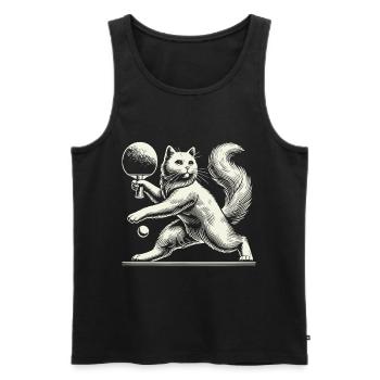 Cute cat playing table tennis with charm - Men's Premium Organic Tank Top - black - Front - AI Model Male 178 light (178cm)