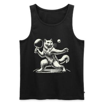 Cute cat playing table tennis - Men's Premium Organic Tank Top - black - Front - AI Model Male 178 light (178cm)