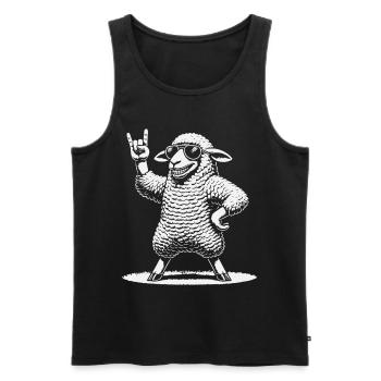 Musique rock Heavy Metal Mouton Avec lunettes de soleil - Débardeur bio Premium Homme - noir - Devant - Michal (187cm)