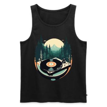 Musique Streetwear Tenue Platine Forêt - Débardeur bio Premium Homme - noir - Devant - AI Model Male 178 light (178cm)