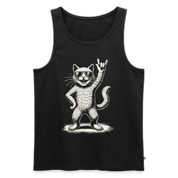 Musique rock Drôle de chat Concert de heavy metal - Débardeur bio Premium Homme - noir - Devant - AI Model Male 178 light (178cm)