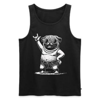 Funny Retro Rock Music Festival Pug Design - Men's Premium Organic Tank Top - black - Front - Michal (187cm)