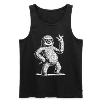 Lustiges Faultier Rock Musik Heavy Metal Konzert - Männer Premium Bio Tank Top - Schwarz - Vorne - Michal (187cm)
