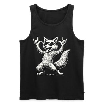 Rock Musik Lustiger Fuchs Konzert - Männer Premium Bio Tank Top - Schwarz - Vorne - AI Model Male 178 light (178cm)