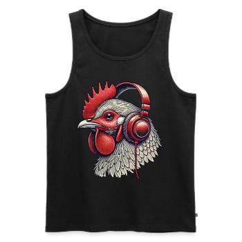 Musik Huhn Kopfhörer Streetwear Outfit Stil - Männer Premium Bio Tank Top - Schwarz - Vorne - Michal (187cm)