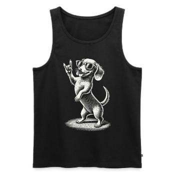 Drôle Heavy Metal Chien Festival Teckel Rétro - Débardeur bio Premium Homme - noir - Devant - Michal (187cm)