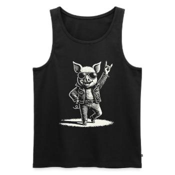 Rocking pig with heavy metal flair - Men's Premium Organic Tank Top - black - Front - AI Model Male 178 light (178cm)