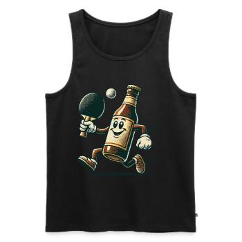 Lustige Bierflasche Tischtennis Spaß Design - Männer Premium Bio Tank Top - Schwarz - Vorne - Michal (187cm)