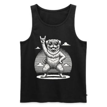 Mops Hund Rock Musik Festival Stil - Männer Premium Bio Tank Top - Schwarz - Vorne - AI Model Male 178 light (178cm)