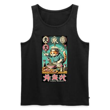 Ramen Chef Cat Kawaii Retro Japan Ukiyo-E - Men's Premium Organic Tank Top - black - Front - Michal (187cm)