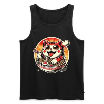 Streetwear Cat Ramen Nudeln Japanische Glück - Männer Premium Bio Tank Top - Schwarz - Vorne - Michal (187cm)