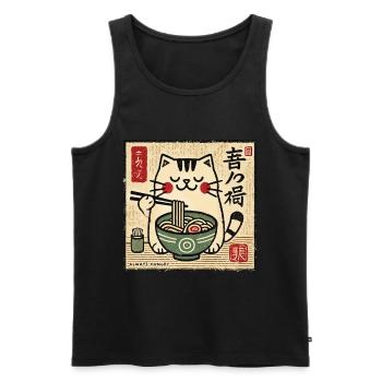 Amant de ramen Kawaii Cat Retro Japon - Débardeur bio Premium Homme - noir - Devant - AI Model Male 178 light (178cm)