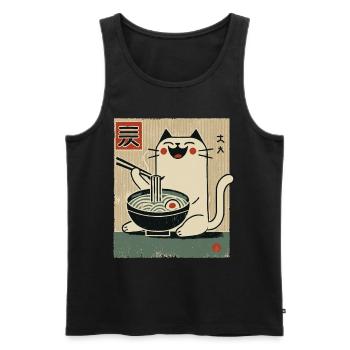 Kawaii Katze Ramen Nudeln Streetwear Ukiyo-E - Männer Premium Bio Tank Top - Schwarz - Vorne - Michal (187cm)