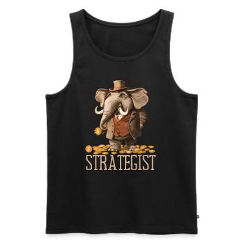 Vintage Inspired Elephant Money Strategist Graphic - Men's Premium Organic Tank Top - black - Front - Michal (187cm)