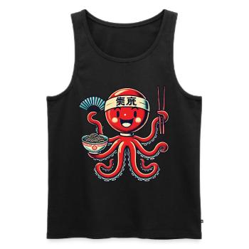 Kawaii Octopus Ramen Lover Nouilles du Japon - Débardeur bio Premium Homme - noir - Devant - Michal (187cm)