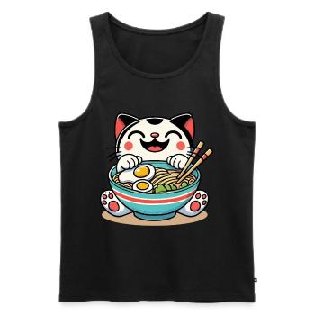 Nouilles Ramen Japonais Streetwear Anime Kawaii - Débardeur bio Premium Homme - noir - Devant - Michal (187cm)