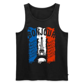 drapeau de la France - Débardeur bio Premium Homme - noir - Devant - AI Model Male 178 light (178cm)