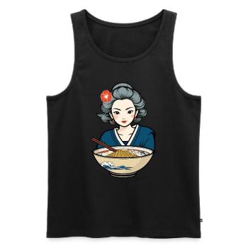 Japanese Ukiyo-E Retro Ramen Aesthetic Noodles - Men's Premium Organic Tank Top - black - Front - Michal (187cm)