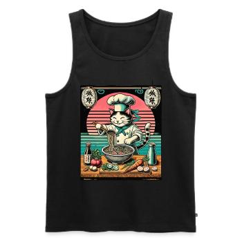 Ramen Noodles Cats Chef Kawaii Retro Japan - Men's Premium Organic Tank Top - black - Front - Michal (187cm)