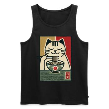 Ramen Nouilles Chat Amoureux Rétro Kawaii Chats - Débardeur bio Premium Homme - noir - Devant - Michal (187cm)