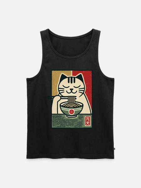 Ramen Nudeln Katzenliebhaber Retro Kawaii Katzen - Männer Premium Bio Tank Top - Schwarz