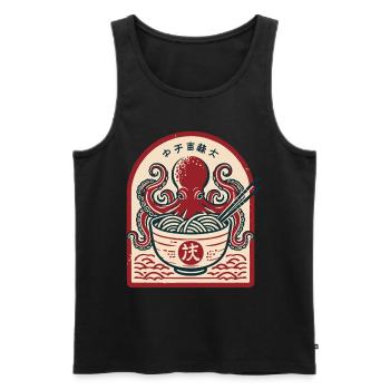 Nouilles Ramen Ukiyo-e Octopus Retro Japon - Débardeur bio Premium Homme - noir - Devant - Michal (187cm)