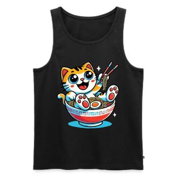 Kawaii Katze Mit Ramen Nudeln Schüssel Anime Stil - Männer Premium Bio Tank Top - Schwarz - Vorne - Michal (187cm)