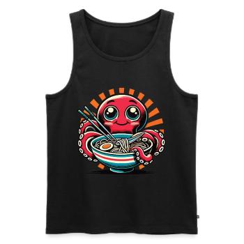 Kawaii Oktopus liebt Ramen Nudeln - Männer Premium Bio Tank Top - Schwarz - Vorne - Michal (187cm)