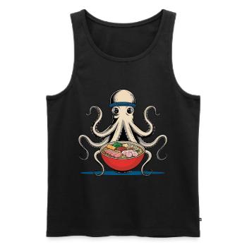 Japanisch Ramen Nudeln Anime Oktopus Illustration - Männer Premium Bio Tank Top - Schwarz - Vorne - Michal (187cm)