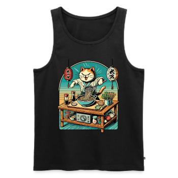 Ramen Nudeln Retro Katze Kawaii Chefkoch Japan - Männer Premium Bio Tank Top - Schwarz - Vorne - Michal (187cm)