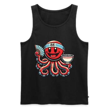 Japanese Anime Ramen Noodles Octopus Fun - Men's Premium Organic Tank Top - black - Front - Michal (187cm)