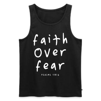 Glaube statt Angst – Psalm 118,6 Christliches Zitat - Männer Premium Bio Tank Top - Schwarz - Vorne - Michal (187cm)