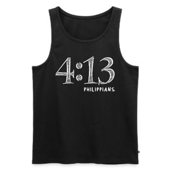 Philippians 4:13 - Christian Quote on Strength - Men's Premium Organic Tank Top - black - Front - AI Model Male 178 light (178cm)