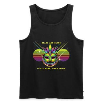 Pearls and Glitter Mardi Gras Mask Fest - Men's Premium Organic Tank Top - black - Front - Michal (187cm)