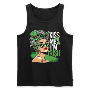 Embrasse-moi Je suis irlandais Motif de la fête de la Saint-Patrick - Débardeur bio Premium Homme - noir - Devant - Michal (187cm)