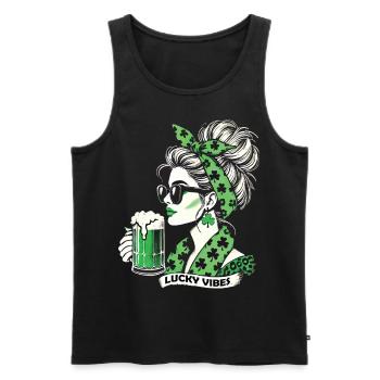 Happy Vibes St. Patrick's Day Woman - Men's Premium Organic Tank Top - black - Front - Michal (187cm)