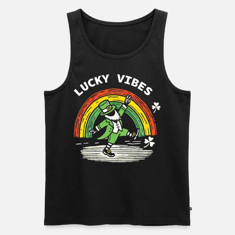 Glückliche Vibes St. Patrick's Day Regenbogen - Männer Premium Bio Tank Top - Schwarz