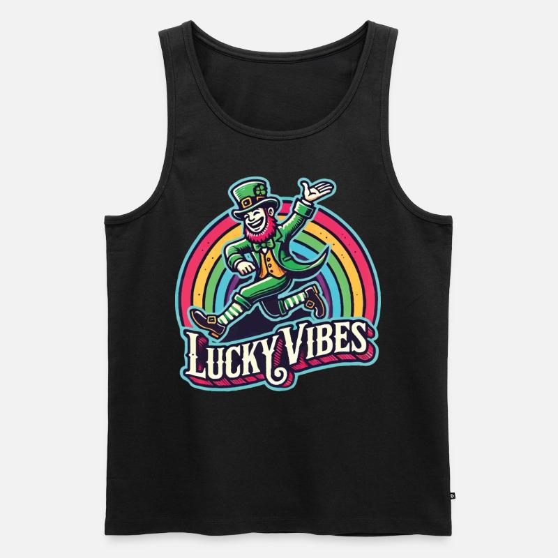 Saint-Patrick Lucky Vibes Arc-en-ciel - Débardeur bio Premium Homme - noir