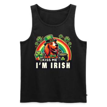 Kiss Me I'm Irish Dog St. Patrick's Day - Men's Premium Organic Tank Top - black - Front - Michal (187cm)