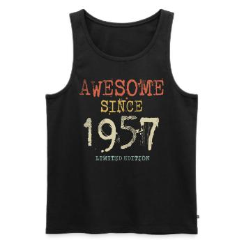 Awesome Since 1957 Birthday Retro - Men's Premium Organic Tank Top - black - Front - Michal (187cm)