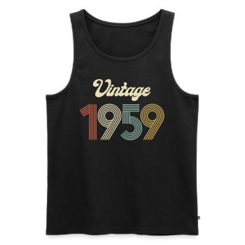 Vintage, 1959 - 66, Anniversaire, Hommes, Femmes, Rétro - Débardeur bio Premium Homme - noir - Devant - Michal (187cm)